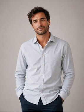 George Light Gray Micro-Check Dress Shirt